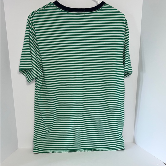 Polo by Ralph Lauren Men's Green and White Striped Tee - Picture 3 of 8